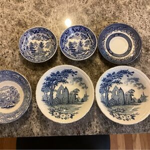 Vintage Blue and White Dinnerware Set